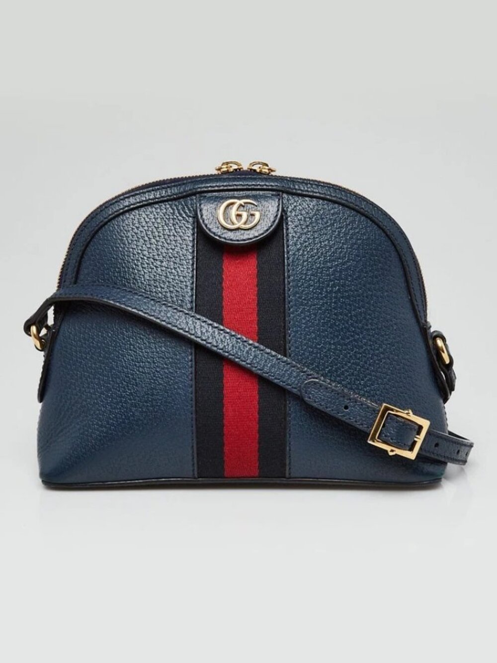 Gucci Blue Leather Vintage Web Ophidia Small Shoulder Bag